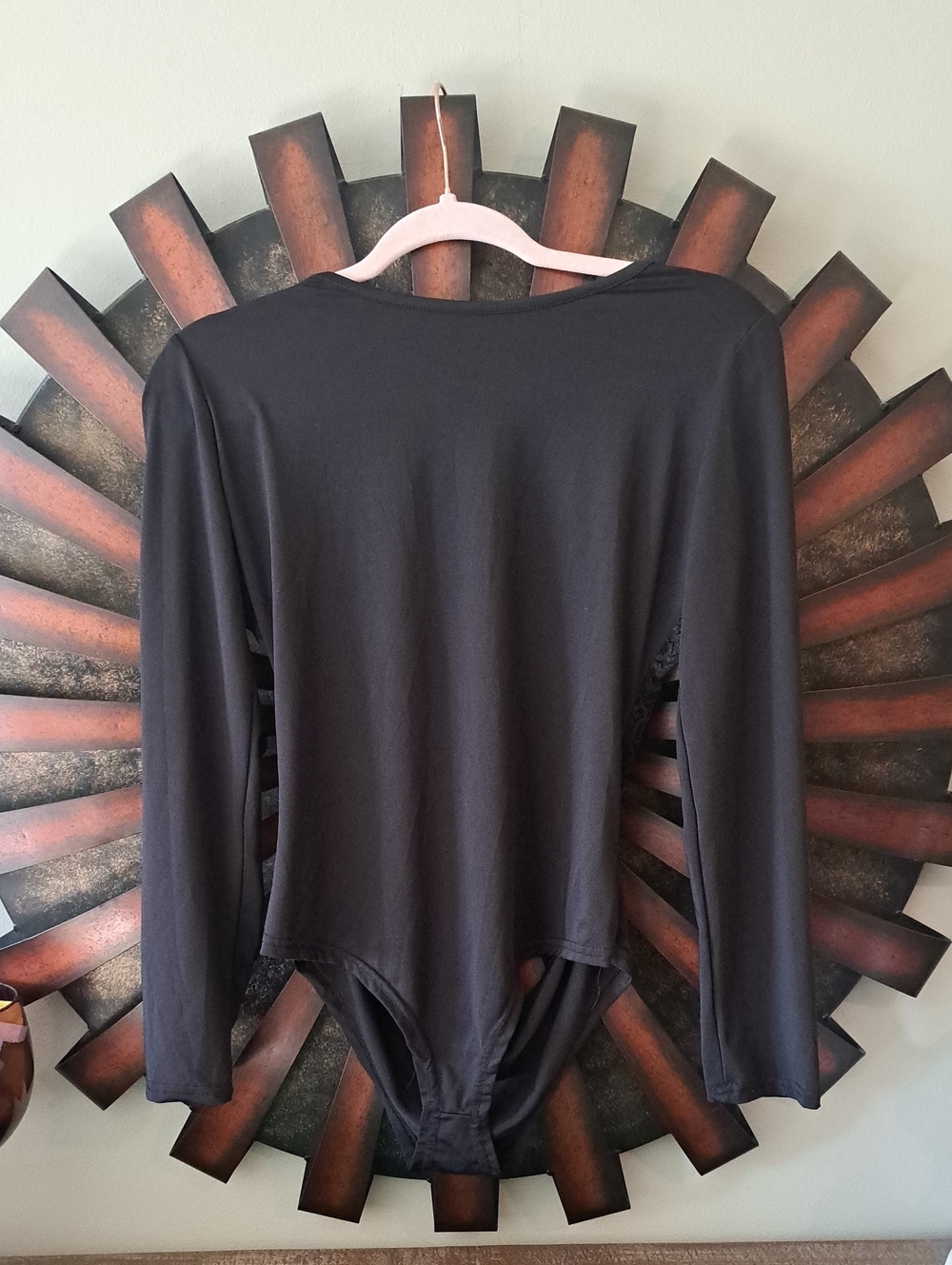 Angel Black Backless Bodysuit with Lace Trim On Back - Picture 3 of 5